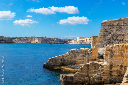 Ancient fortifications of Valletta, grand harbour Malta