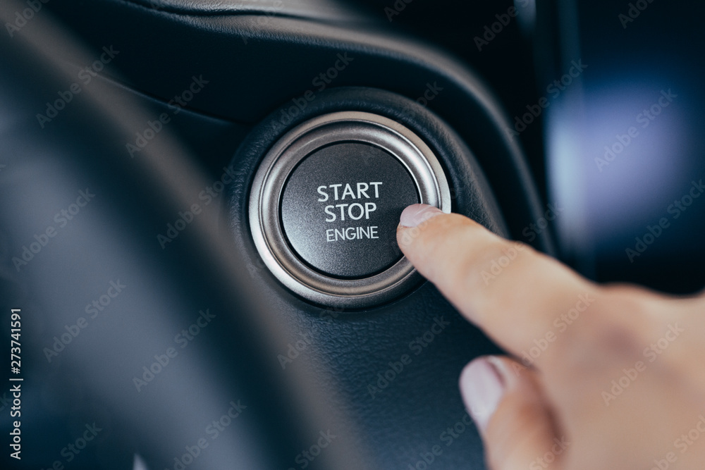 Start stop engine modern new car button Start stop engine modern new car button