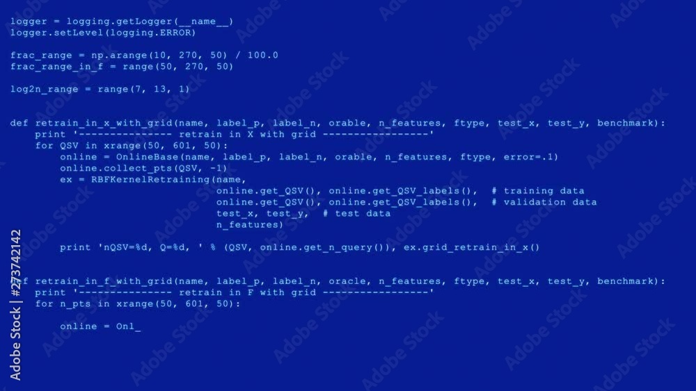 3D Hacking code data flow stream on blue . Computer screen with encrypted fast typing coding symbols. Network security, programming, development, cyber encryption with blockchain and crypto concept