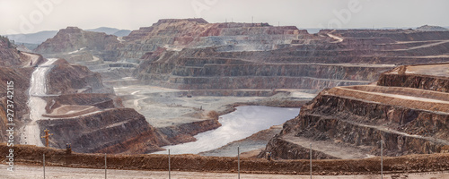 Rocky landscape in early morning in Mines of Riotinto, Huelva