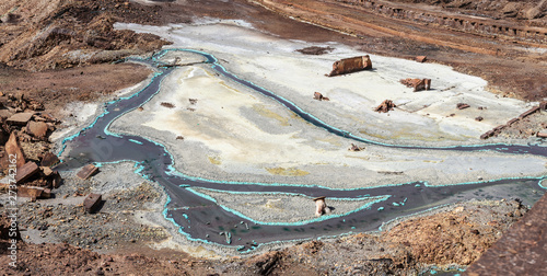 From above blue rusty mountain streaks in Mines of Riotinto Huelva