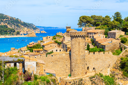 Tossa de Mar and view of castle with old town, Costa Brava, Spain