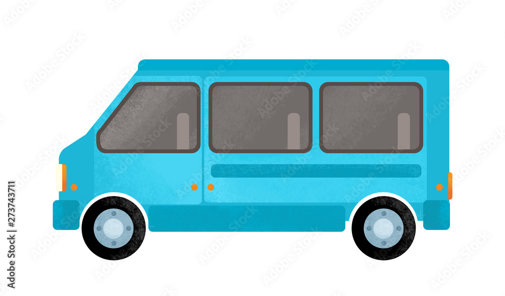 cartoon scene with everyday car on white background - illustration for children