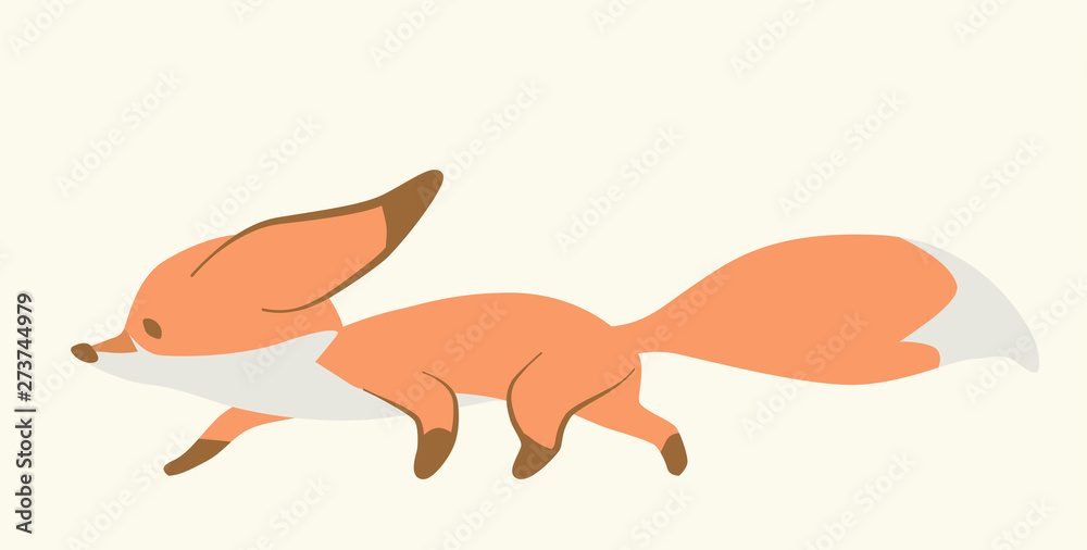 Fototapeta premium Fox cub character icon flat vector silly diverse tender adorable