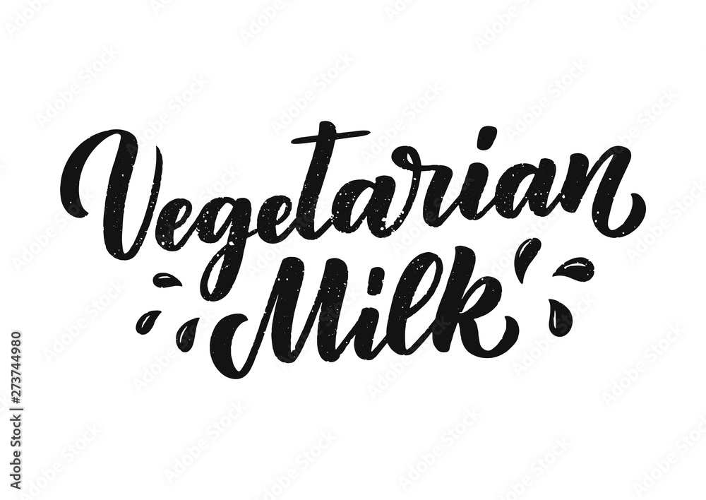 Vegetarian milk lettering for banner, logo and packaging design. Organic nutrition healthy food. Phrase about dairy product. Vector