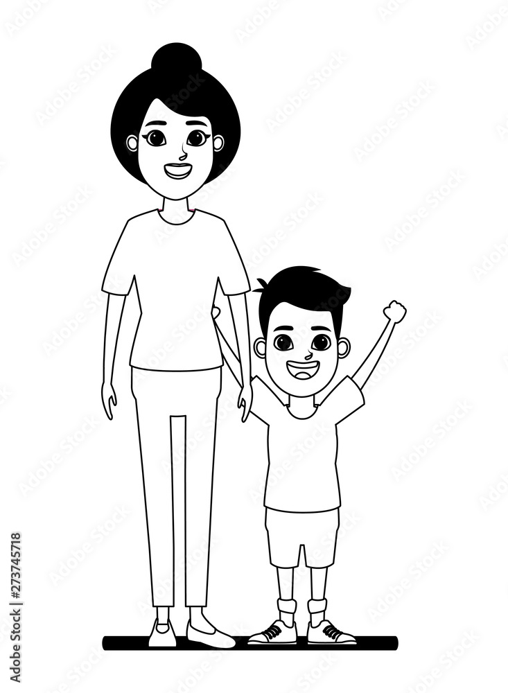 family avatar cartoon character portrait in black and white family avatar cartoon character portrait in black and white
