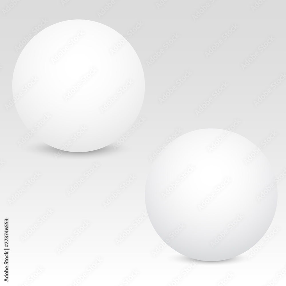 White realistic 3D sphere on grey background. vector
