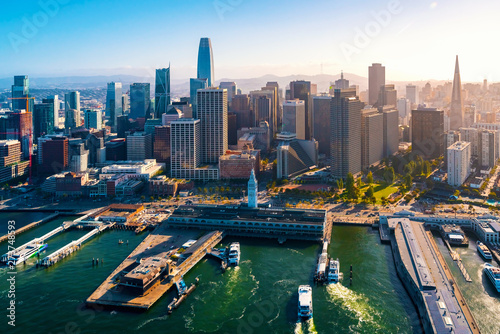 Downtown San Francisco aerial view of skyscrapers