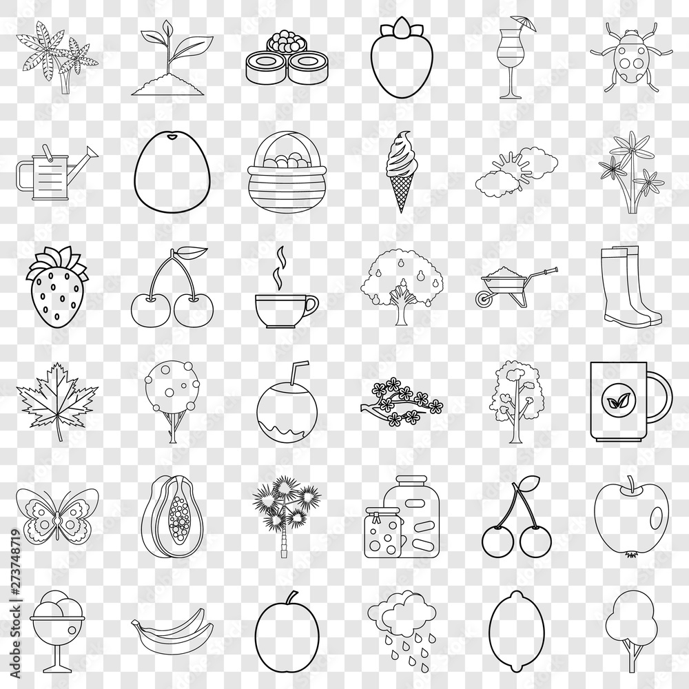 Coat icons set. Outline style of 36 coat vector icons for web for any design