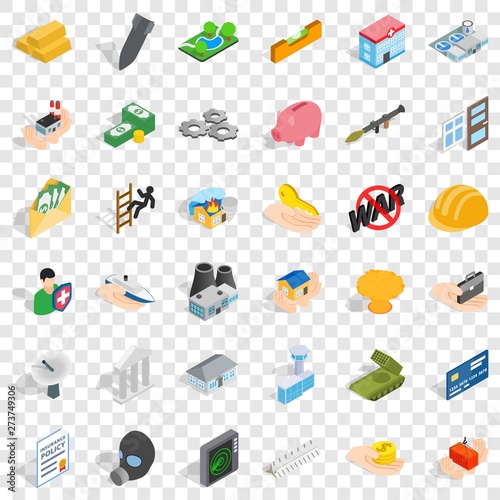 Fellowship icons set. Isometric style of 36 fellowship vector icons for web for any design