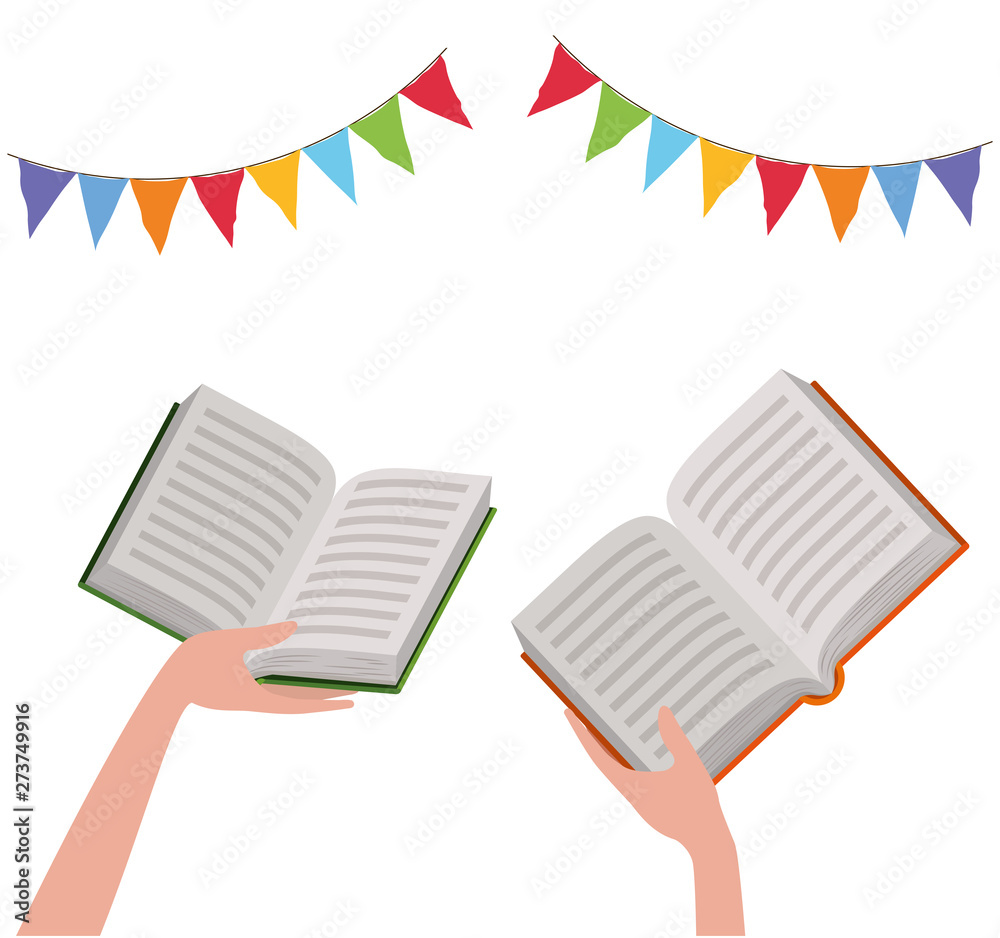 Fototapeta premium Isolated books and hand design