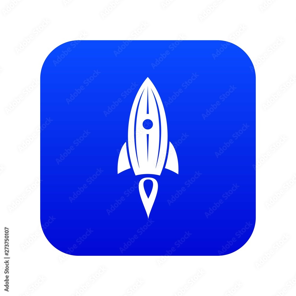Rocket space icon blue vector isolated on white background Rocket space icon blue vector isolated on white background