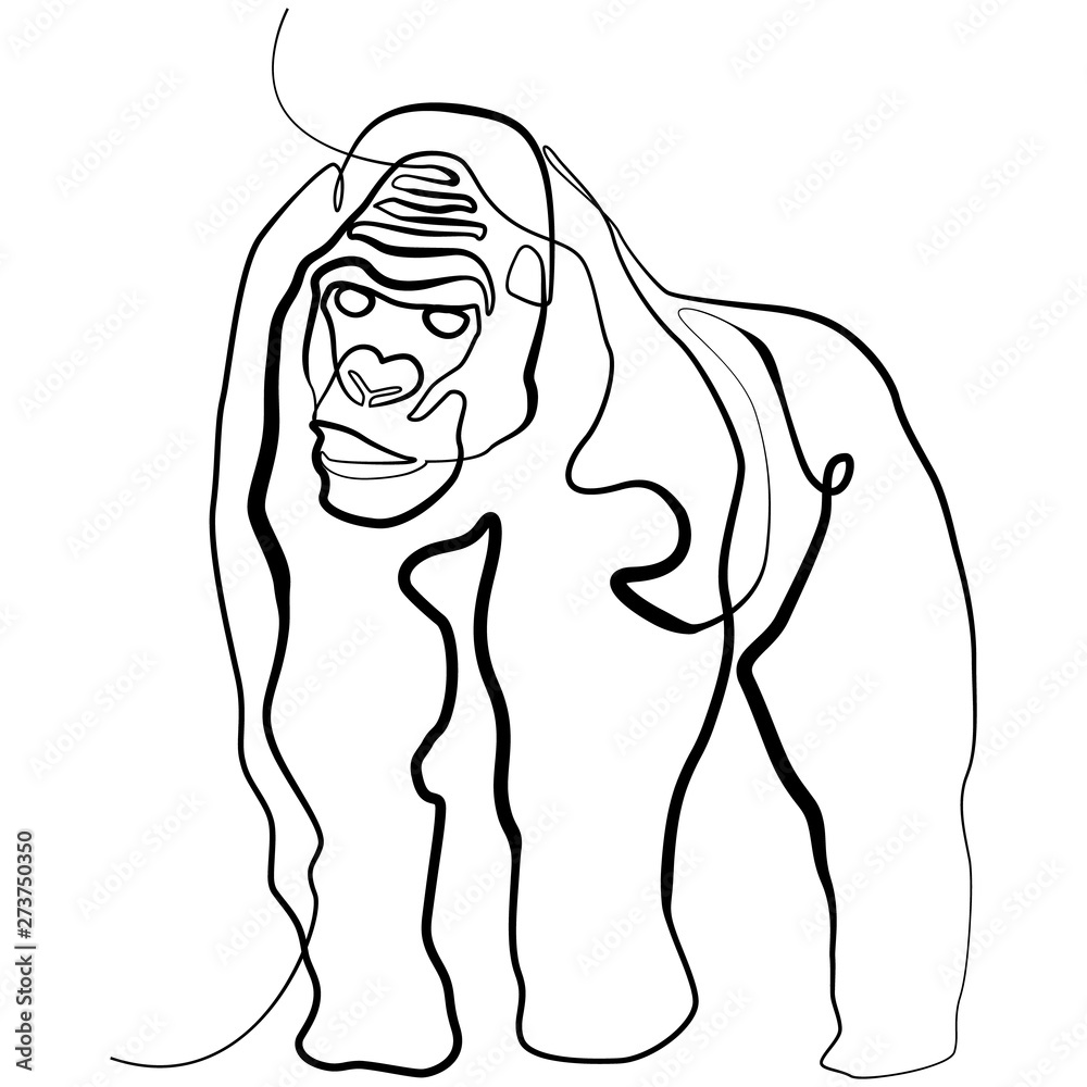 Gorilla one line drawing. Line Art Monkey Vector Illustration Gorilla one line drawing. Line Art Monkey Vector Illustration