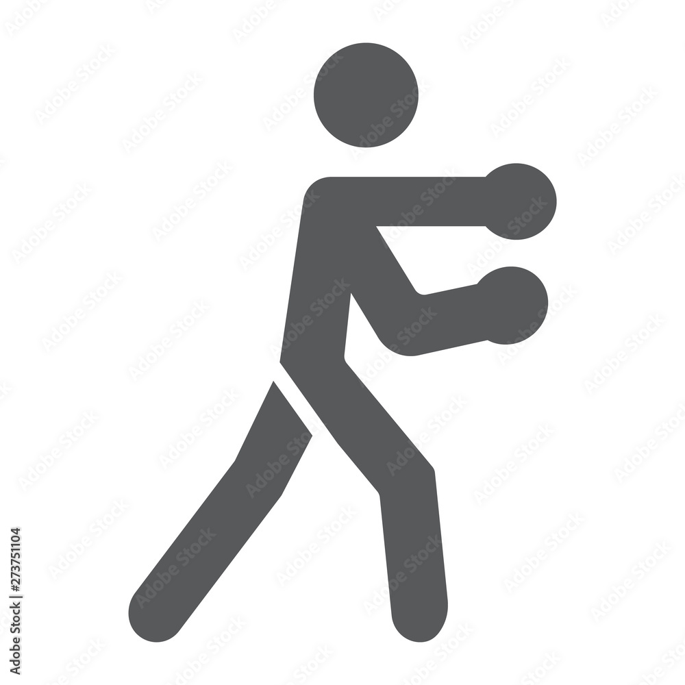 Boxing glyph icon, boxer and punch, boxing sport sign, vector graphics, a solid pattern on a white background. Boxing glyph icon, boxer and punch, boxing sport sign, vector graphics, a solid pattern on a white background.