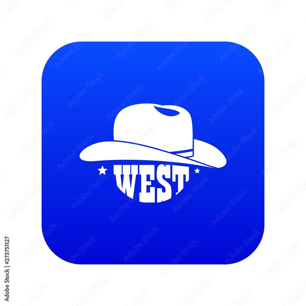 Wild west cowboy hat icon blue vector isolated on white background Wild west cowboy hat icon blue vector isolated on white background