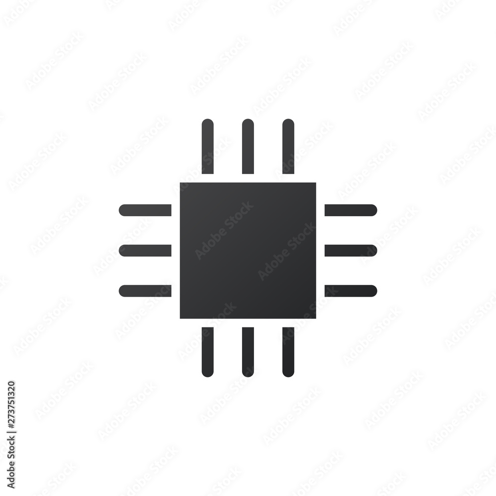 Microchip icon. CPU, Central processing unit, computer processor, chip symbol. Abstract technology logo. Vector illustration isolated on white background Microchip icon. CPU, Central processing unit, computer processor, chip symbol. Abstract technology logo. Vector illustration isolated on white background