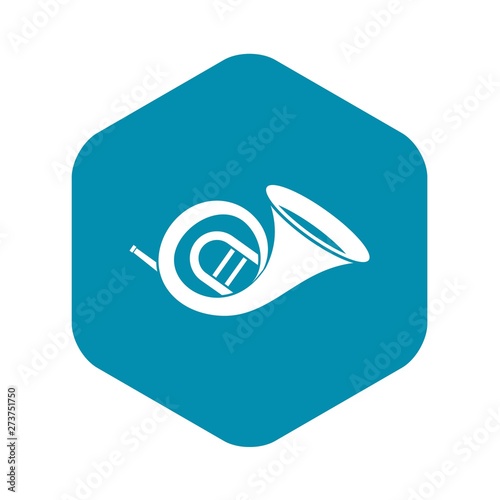 French horn icon in simple style on a white background vector illustration