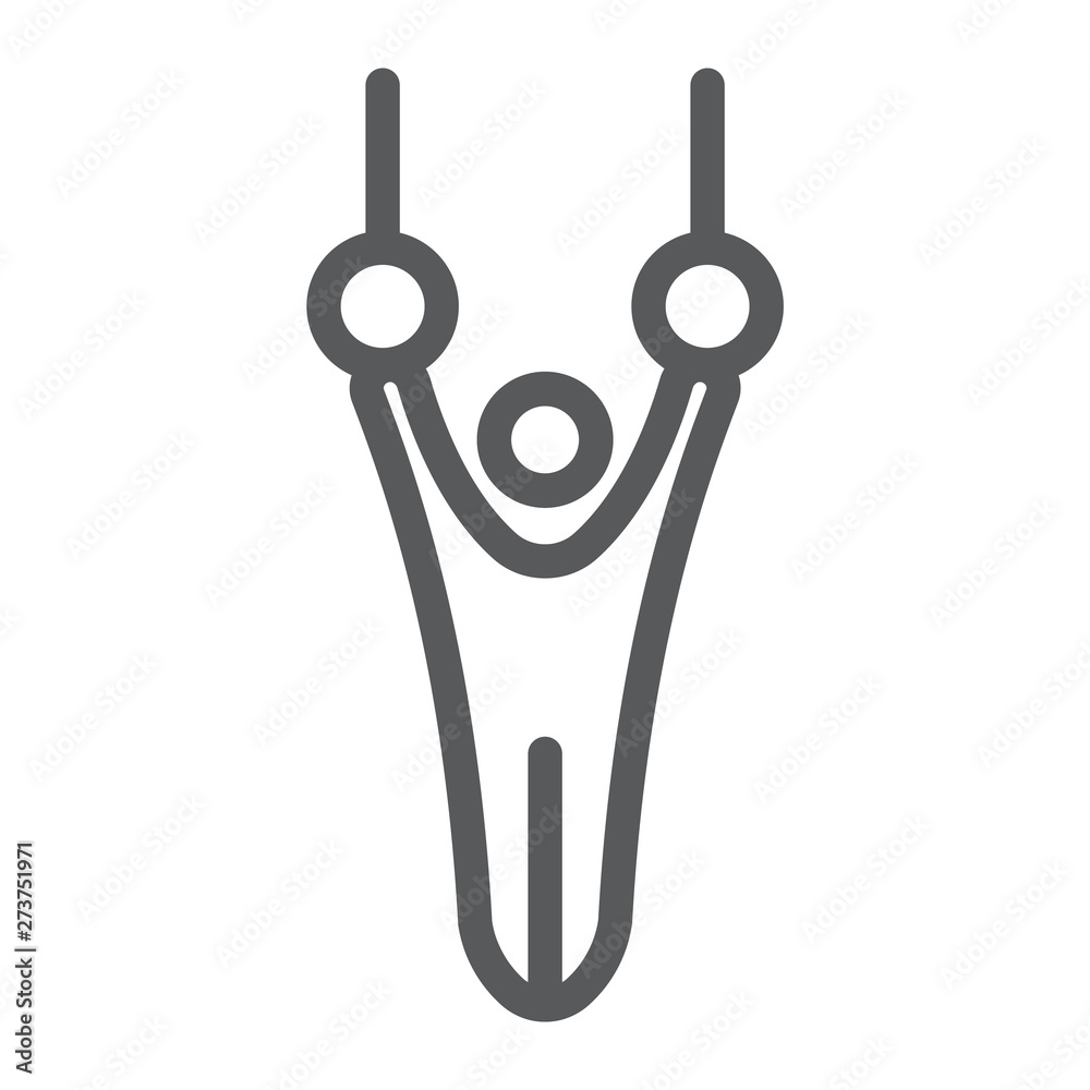 Gymnast line icon, sport and gymnastic, athlete on rings sign, vector graphics, a linear pattern on a white background. Gymnast line icon, sport and gymnastic, athlete on rings sign, vector graphics, a linear pattern on a white background.