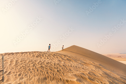 Kids having fun at desert