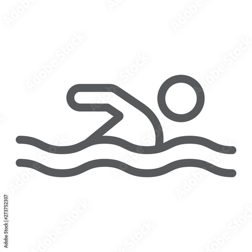 Swimming line icon, sport and water, swimmer sign, vector graphics, a linear pattern on a white background.
