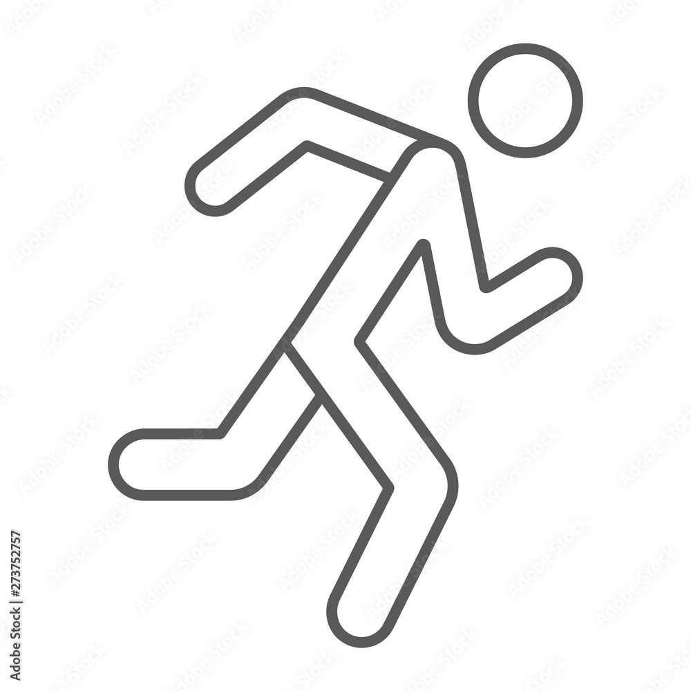 Running man thin line icon, sport and jogging, runner sign, vector graphics, a linear pattern on a white background. Running man thin line icon, sport and jogging, runner sign, vector graphics, a linear pattern on a white background.