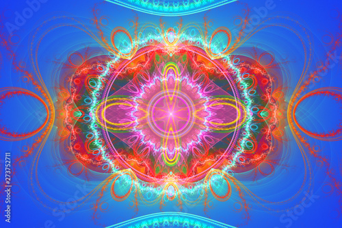 Blue illustration fractal background geometric shapes book cover magick explo...