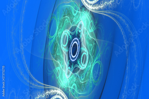 Blue illustration fractal background geometric shapes book cover magick explo...