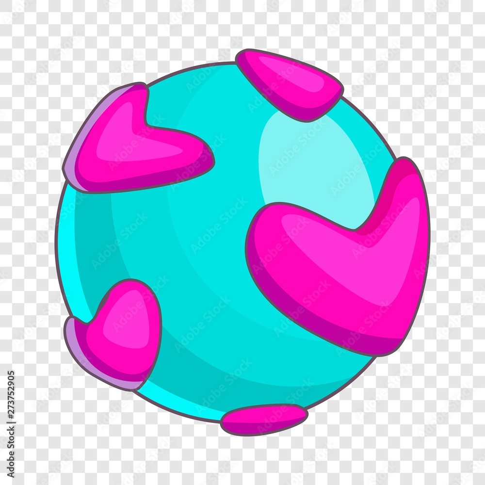 Planet with pink hearts icon. Cartoon illustration of planet with pink hearts vector icon for web