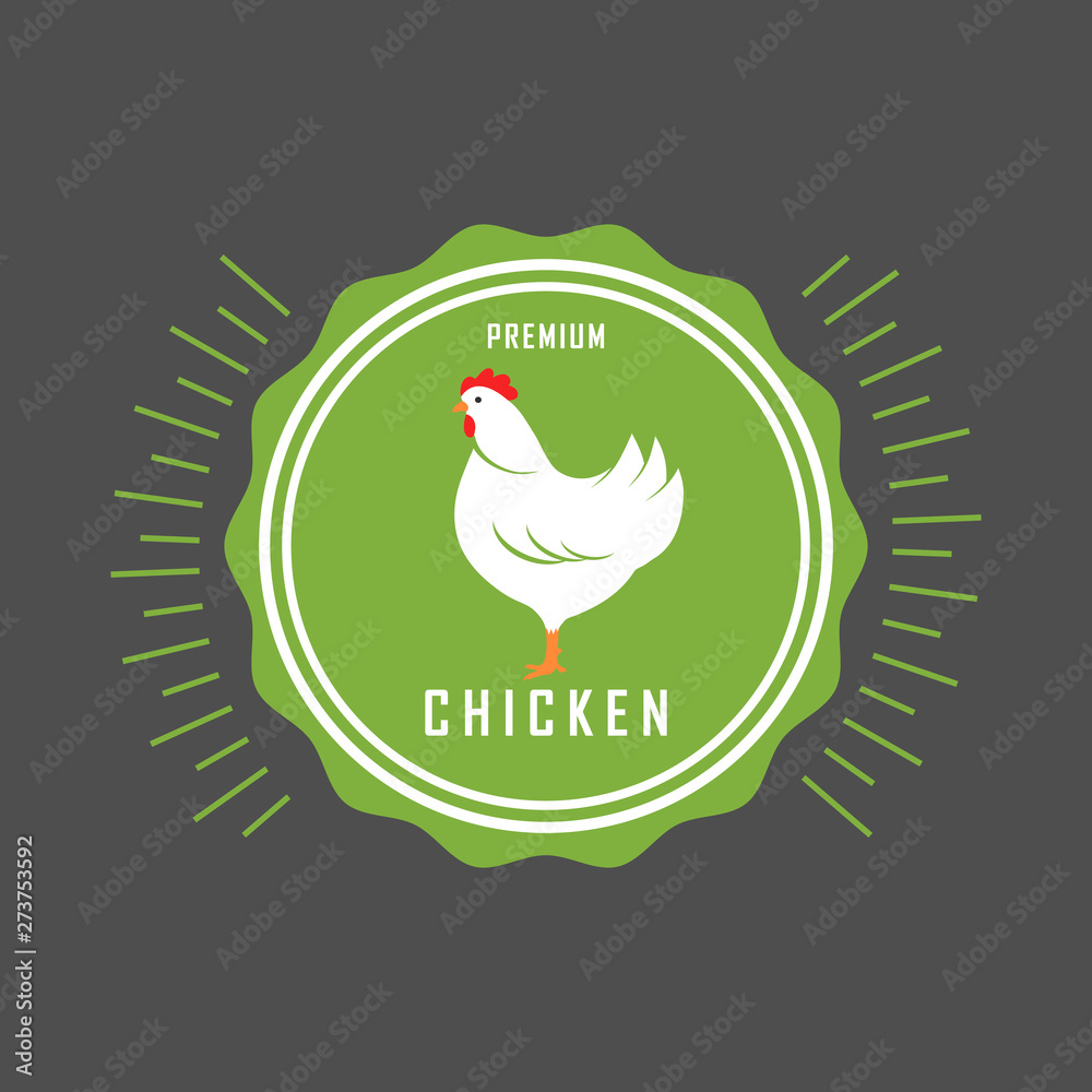 Premium chicken logo. Labels, badges and design elements. Organic style