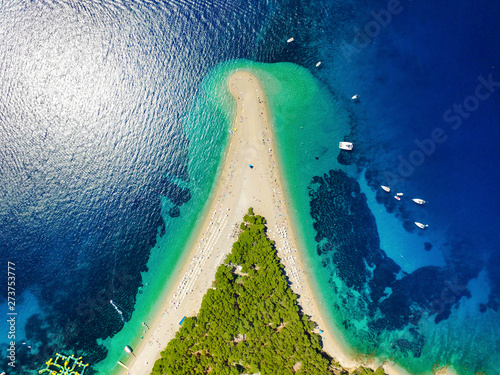 Aerial view of Zlatni rat beach in Bol, Island Brac, Croatia photo