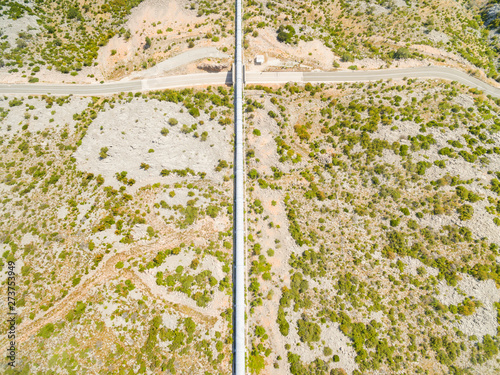 Aerial view of hydro electric  pipeline. photo