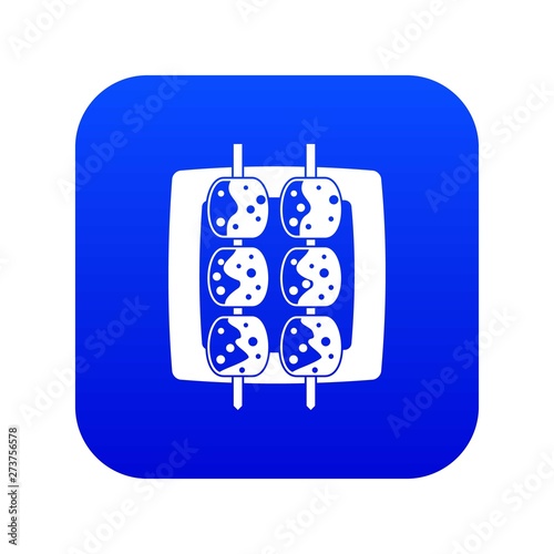 Meat shashlik icon digital blue for any design isolated on white vector illustration