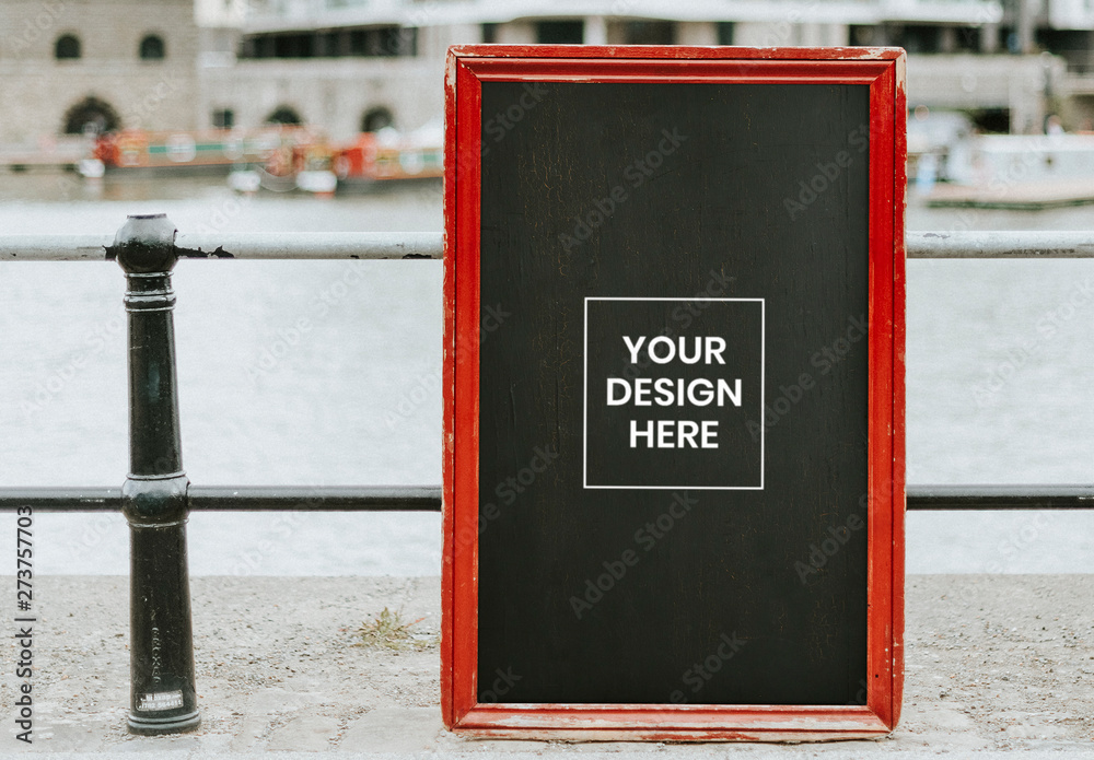 Pub Sign Border R Sign with Red Border near River Mockup Stock Template | Adobe Stock