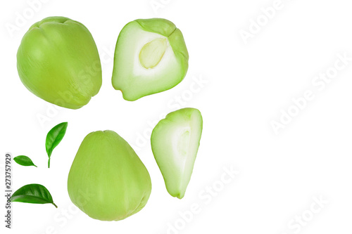 Wallpaper Mural fresh Chayote vegetable isolated on white background with copy space for your text. Top view. Flat lay Torontodigital.ca