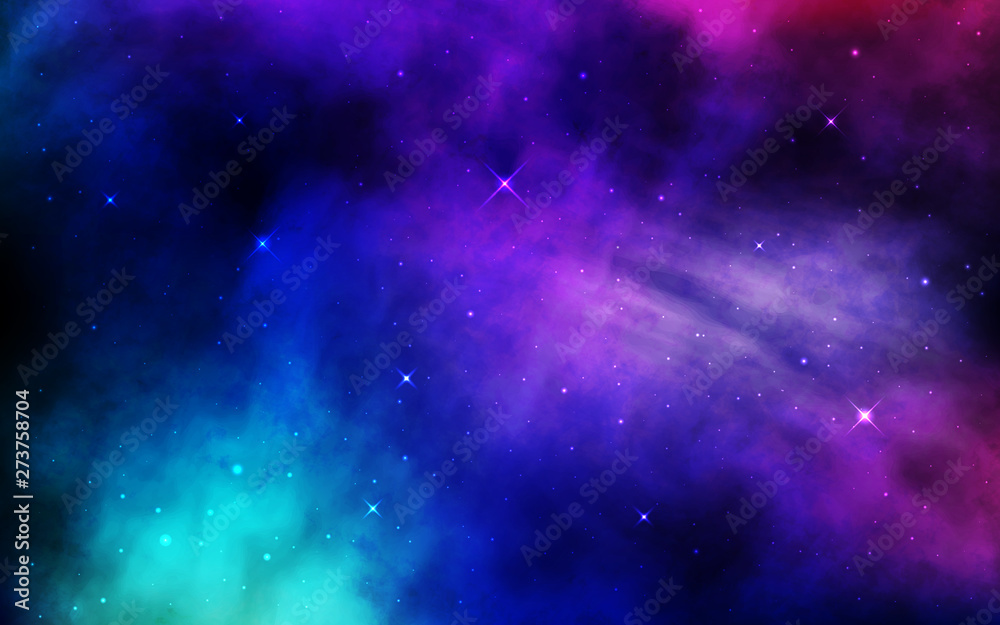 Cosmos background. Colorful space with stardust and shining stars. Bright  nebula and milky way. Blue galaxy backdrop. Night starry sky. Universe  banner. Vector illustration Stock-Vektorgrafik | Adobe Stock