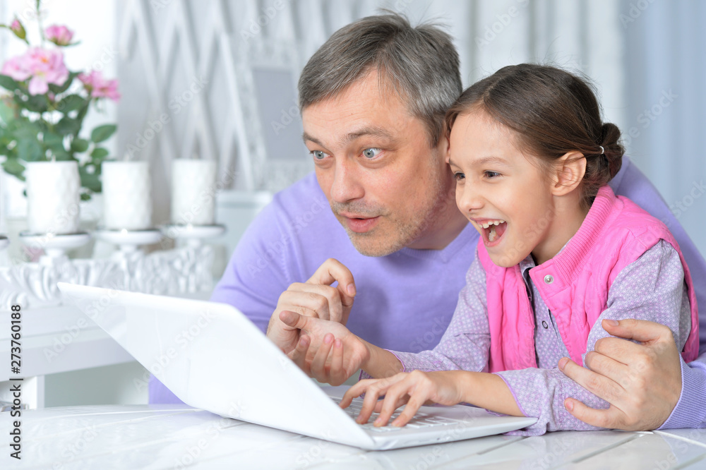 Portrait of emotional father with little daughter Portrait of emotional father with little daughter