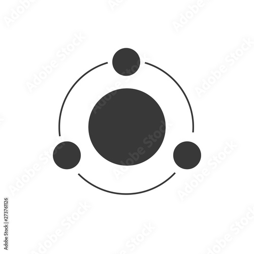 Vector model of atom, molecule structure. scientific or physics concept. Vector illustration isolated on white background.