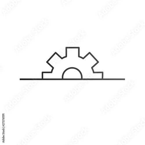 Half Gear settings icon. Cogwheel gear mechanism with text place. Vector illustration isolated on white background