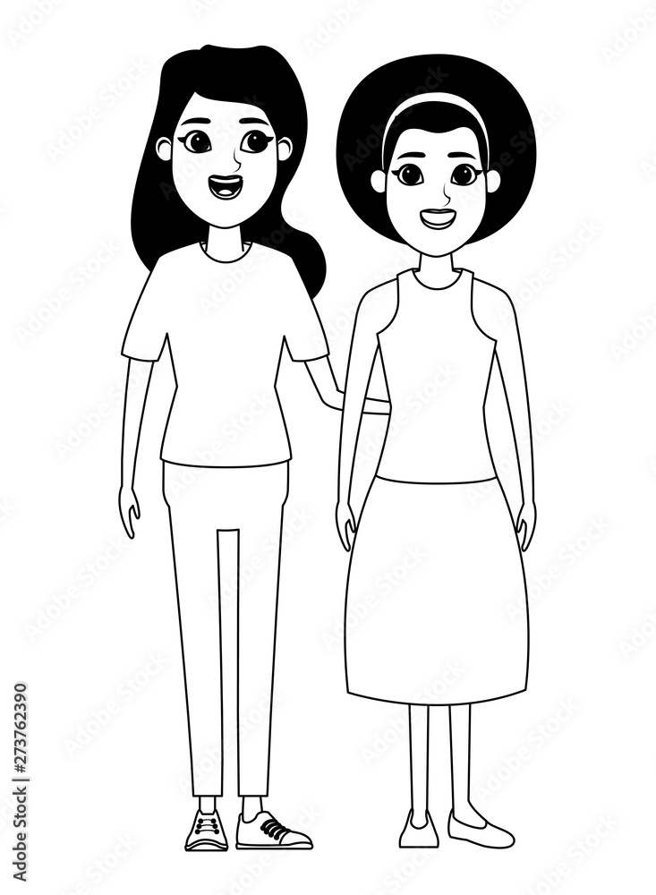 women avatar cartoon character portrait in black and white women avatar cartoon character portrait in black and white