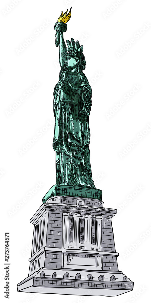Fototapeta premium The Statue of Liberty, national attribute and symbol. Vector