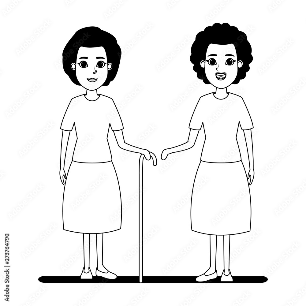 elderly people avatar cartoon character in black and white elderly people avatar cartoon character in black and white