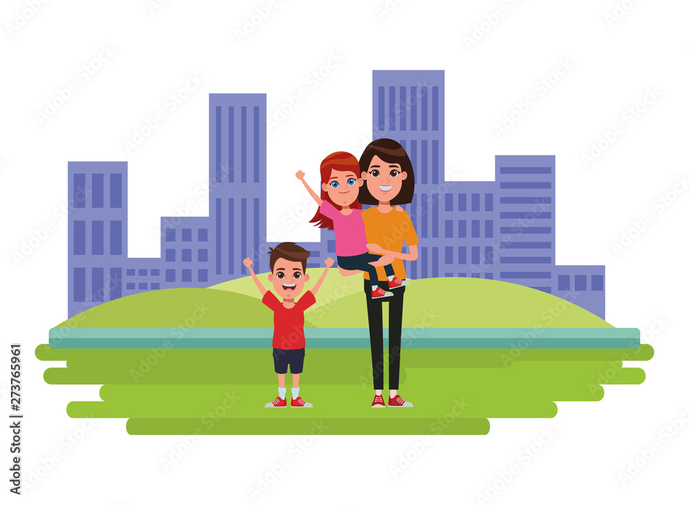 Fototapeta premium family avatar cartoon character portrait