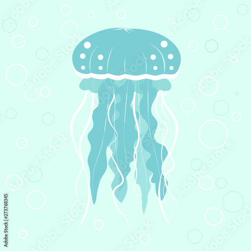 Jellyfish. Vector illustration.Beautiful pink sea jellyfish with spots.