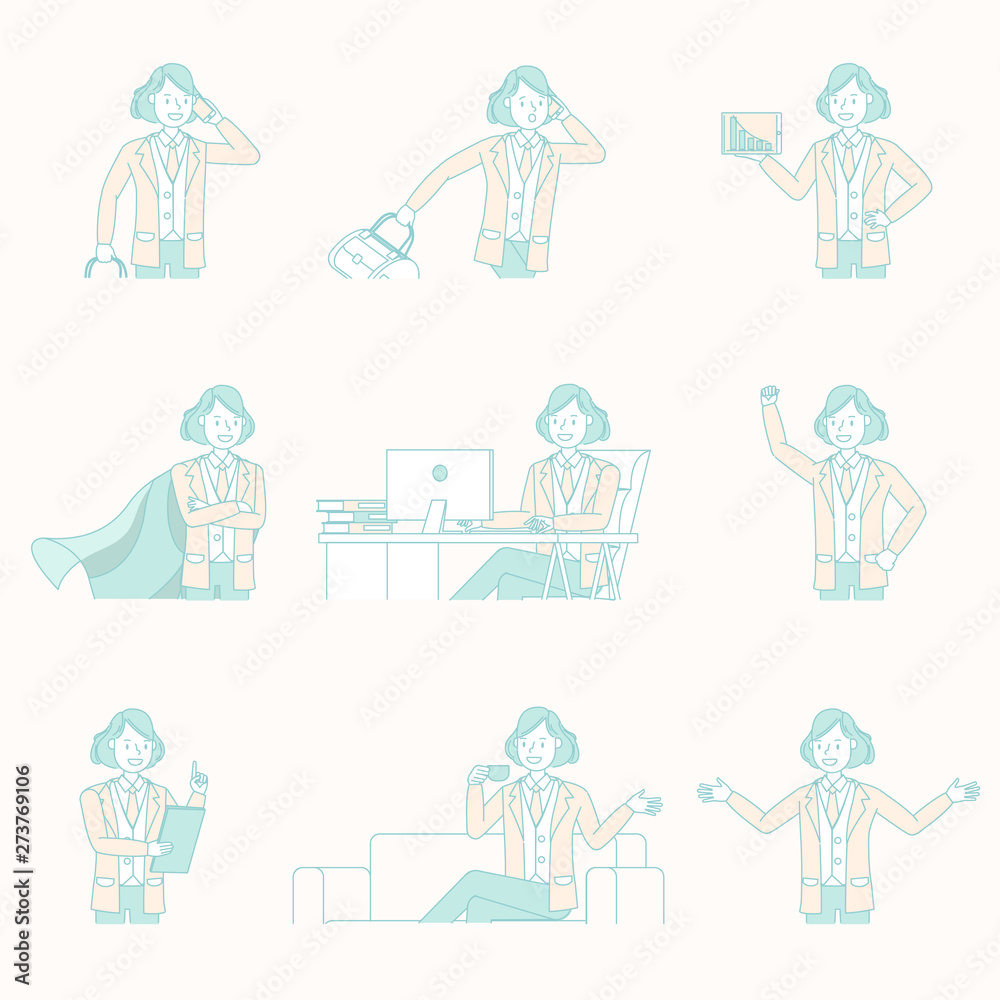 Set of business people working character vector design. no3
