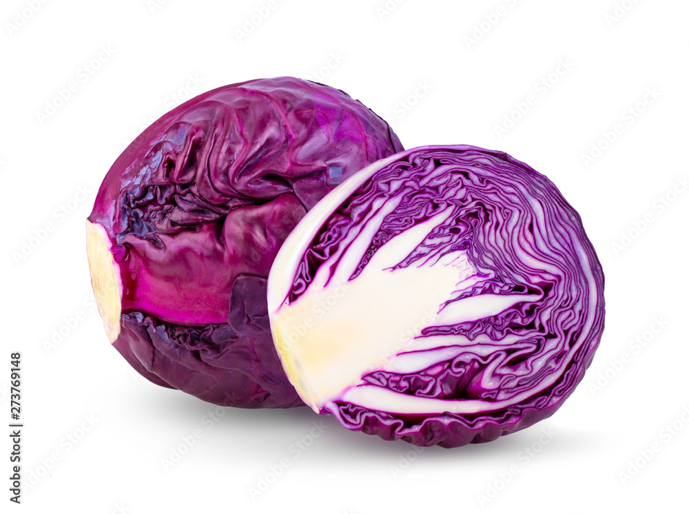 Red cabbage one slice isolated on white background. full depth of field Red cabbage one slice isolated on white background. full depth of field