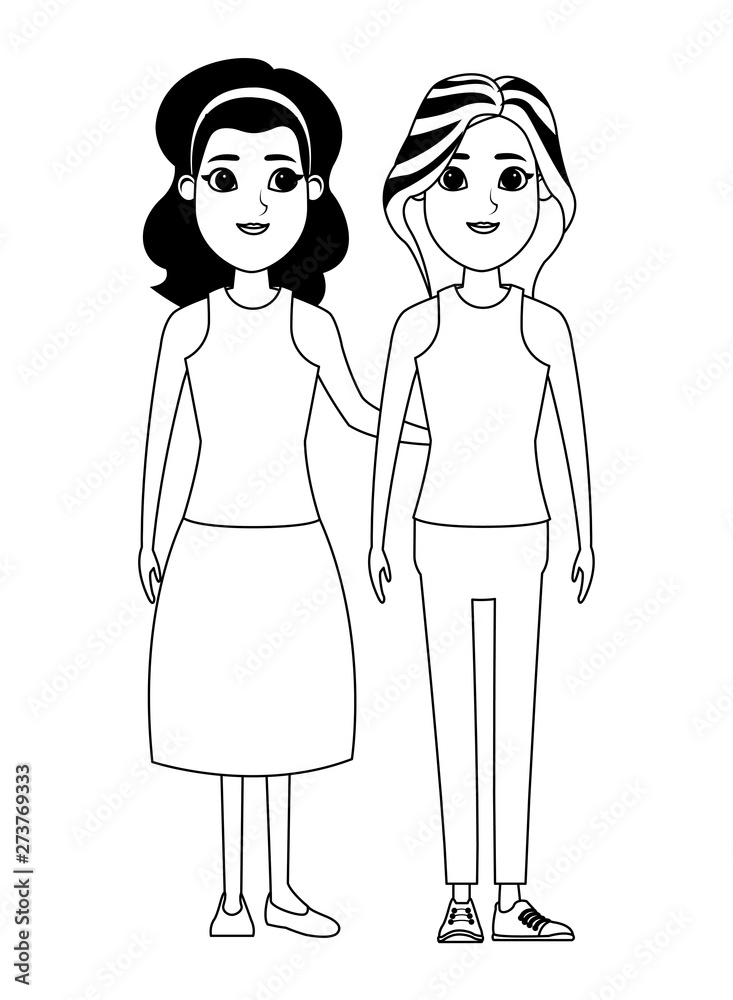 women avatar cartoon character portrait in black and white women avatar cartoon character portrait in black and white