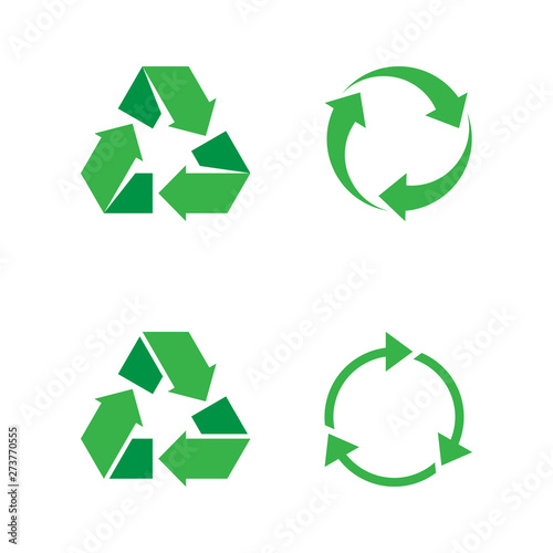 Recycle icon set green color vector