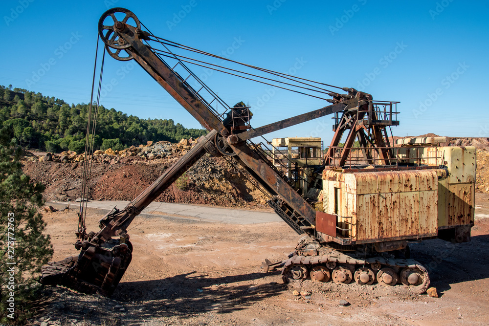 Abandoned and rusting strip mining shovel left in Minas de Riotinio, Spain