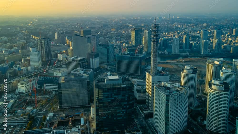 Yokohama Cityscape with sunlight, Japan