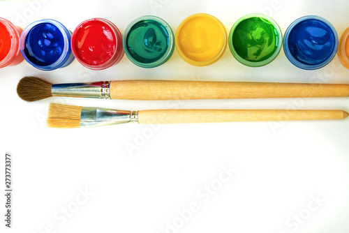 Wallpaper Mural Creative background with art supplies on white background Torontodigital.ca